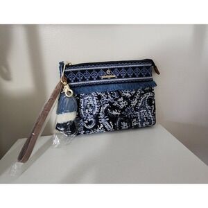 NWT Spartina‎ Maci Wristlet Bag Blue Paisley Beach Party Vacation